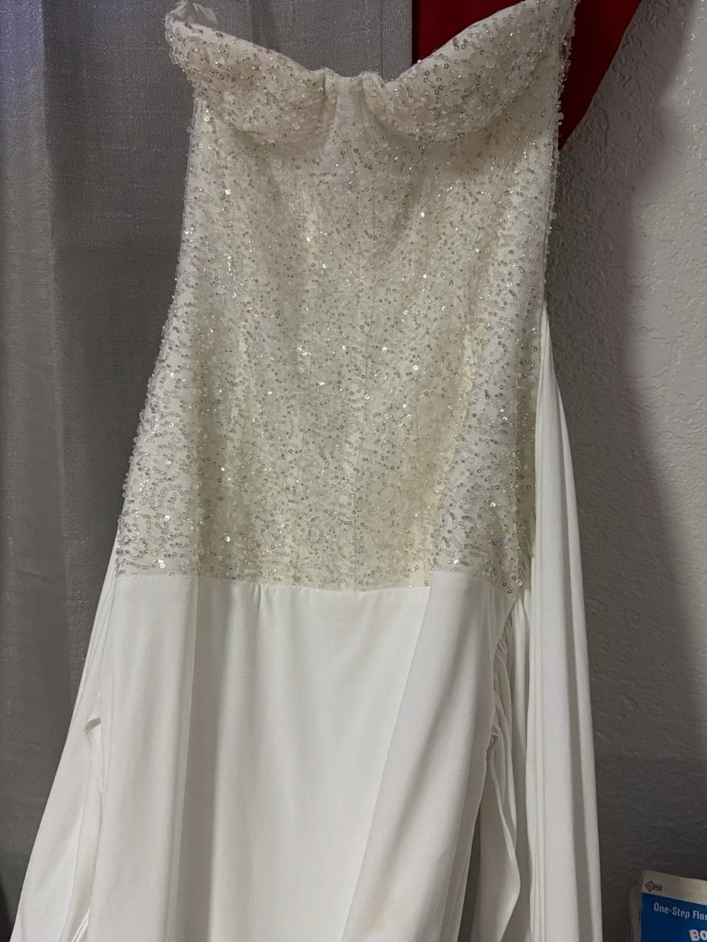 Ivory Strapless Beaded Evening Gown